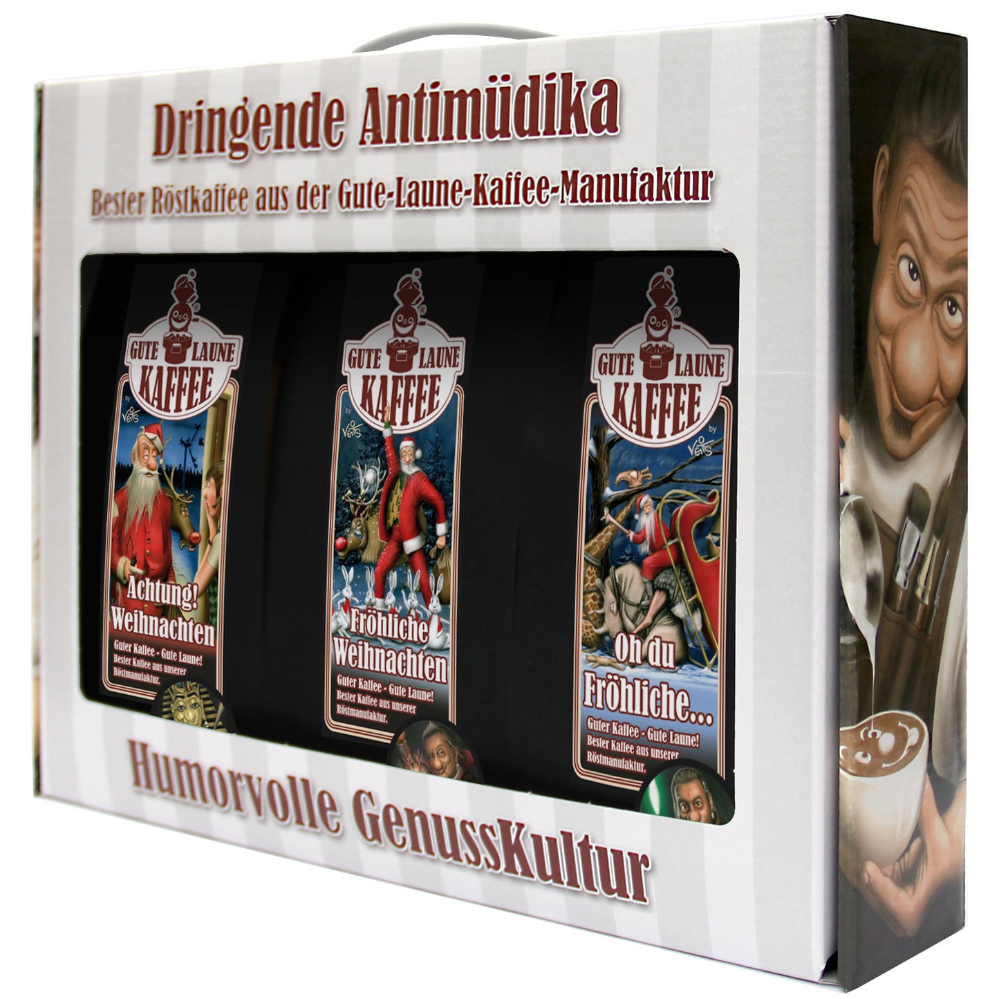 Kaffee Handtasche 3x250g feinster Espresso Weihnachts-Edition Fröhliche Weihnachten