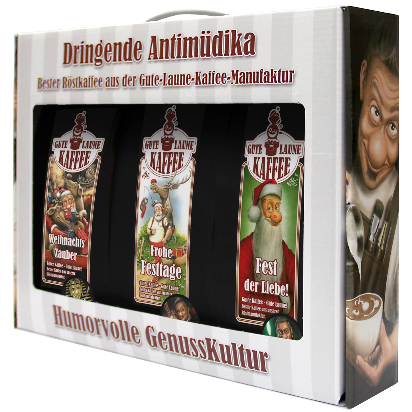 Kaffee Handtasche 3x250g feinster Espresso Weihnachts-Edition Frohe Festtage