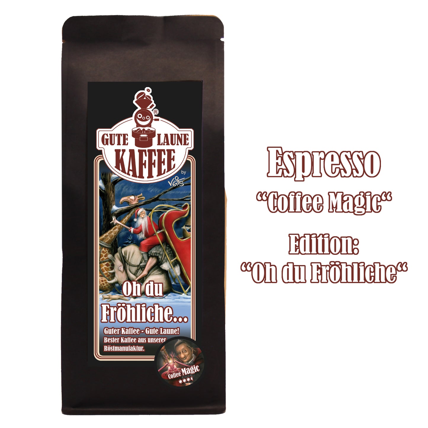 Gute Laune Espresso Coffee Magic als Weihnachtsedition "Oh du Fröhliche"
