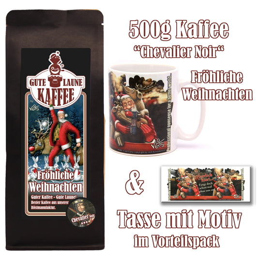 Fröhliche Weihnachten Sparpaket 500g Röstkaffee und Original Veit`S - Weihnachtstasse