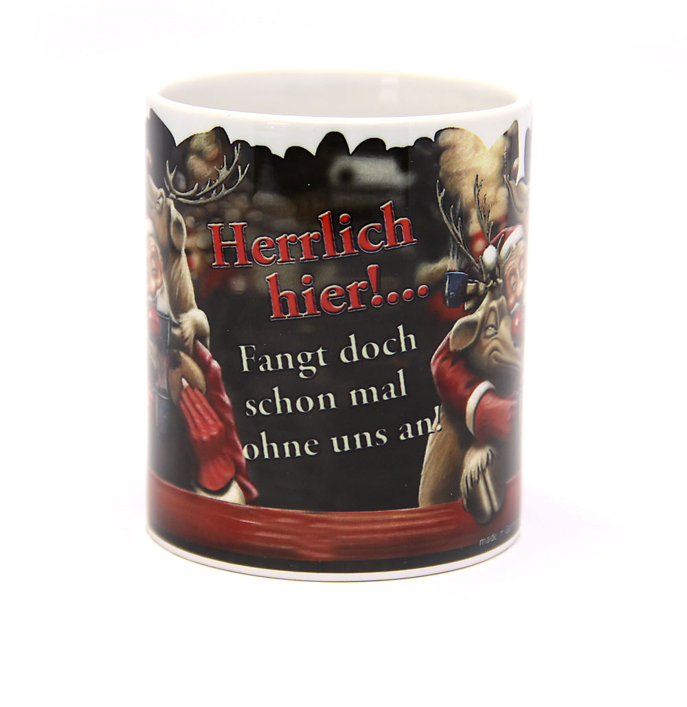 Tassen, Kaffeebecher, Glühweinbecher, Veit`S Gute Laune Tasse Weihnachten Glühwein "Herrlich hier - fangt doch schon mal ohne uns an."..