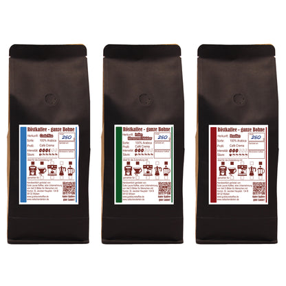 Gute Laune Kaffee-Handtasche 3x250g Café Crema Weihnachtsedition Weihnachts-Zauber