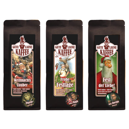 Kaffee Handtasche 3x250g feinster Espresso Weihnachts-Edition Frohe Festtage