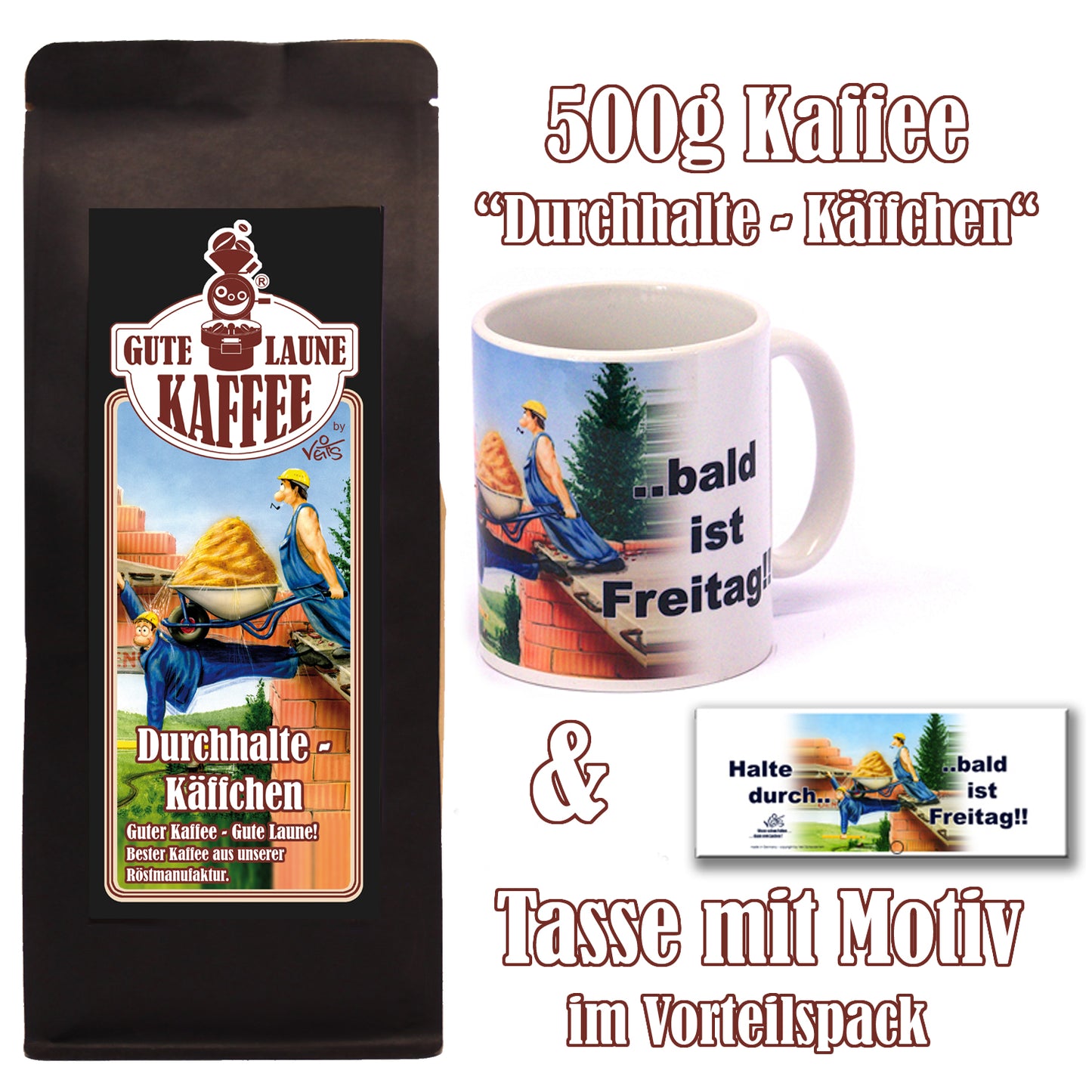 Durchhalte Kaeffchen Sparpaket 500g Kaffee und Original Veit`S - Tasse