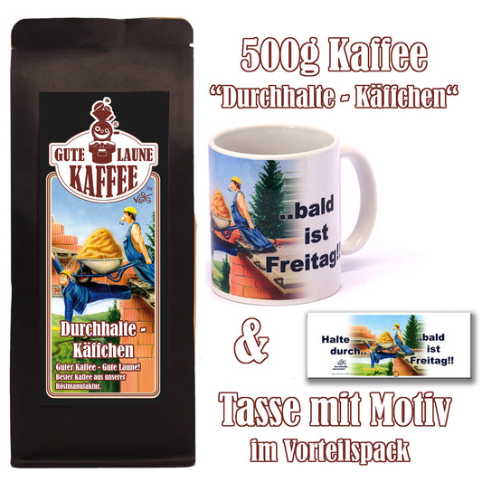 Durchhalte Kaeffchen Sparpaket 500g Kaffee und Original Veit`S - Tasse