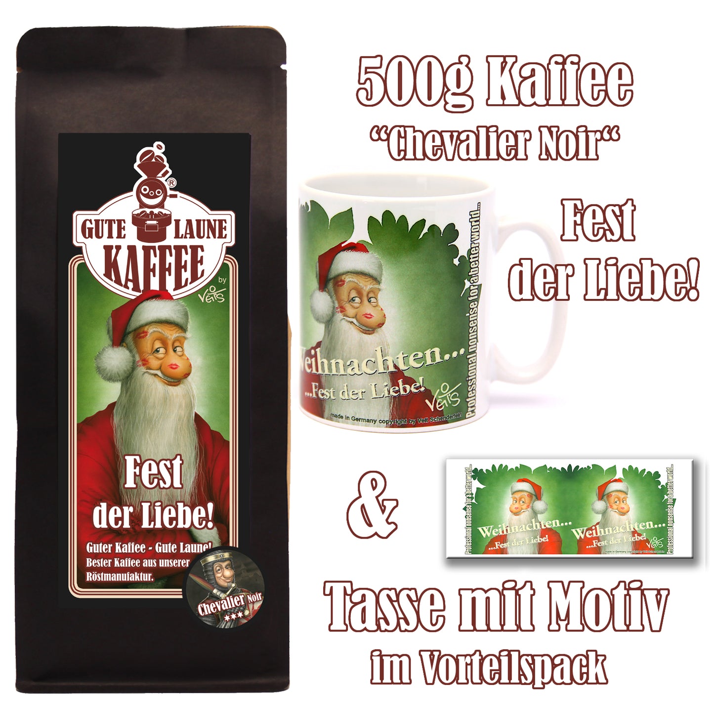 Fest der Liebe Sparpaket 500g Röstkaffee und Original Veit`S - Weihnachtstasse