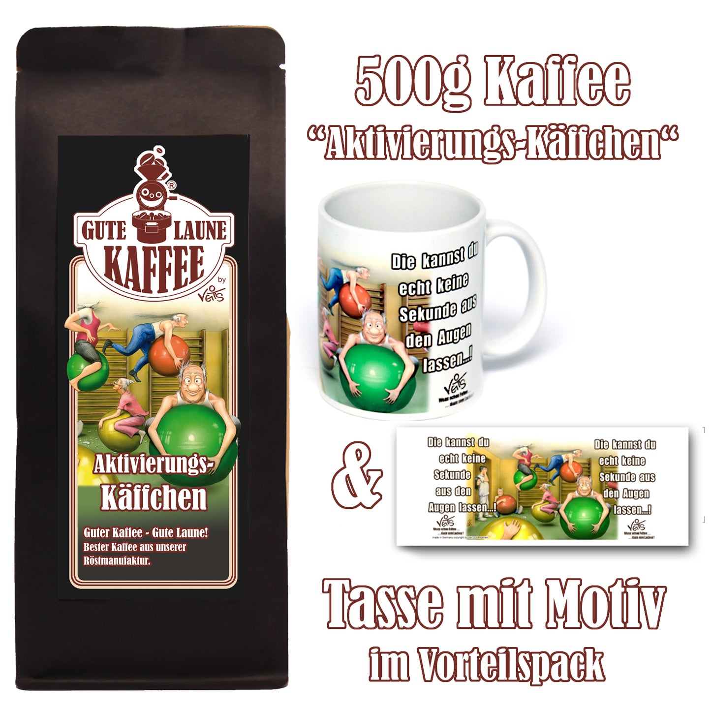 Aktivierungs-Käffchen Sparpaket 500g Kaffee und Original Veit`S - Tasse