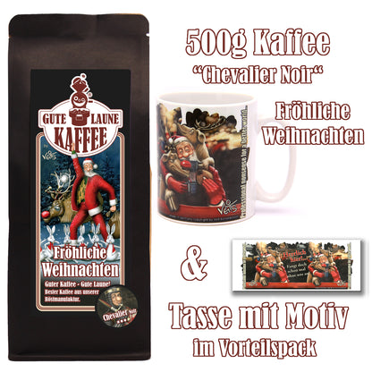 Fröhliche Weihnachten Sparpaket 500g Röstkaffee und Original Veit`S - Weihnachtstasse