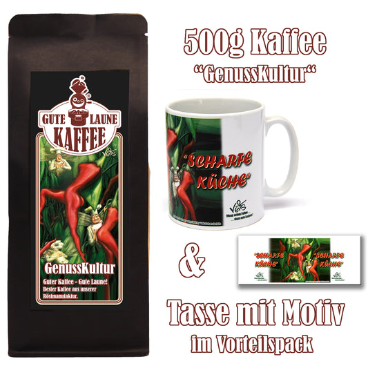 GenussKultur Sparpaket 500g Kaffee und Original Veit`S - Tasse Scharfe Küche