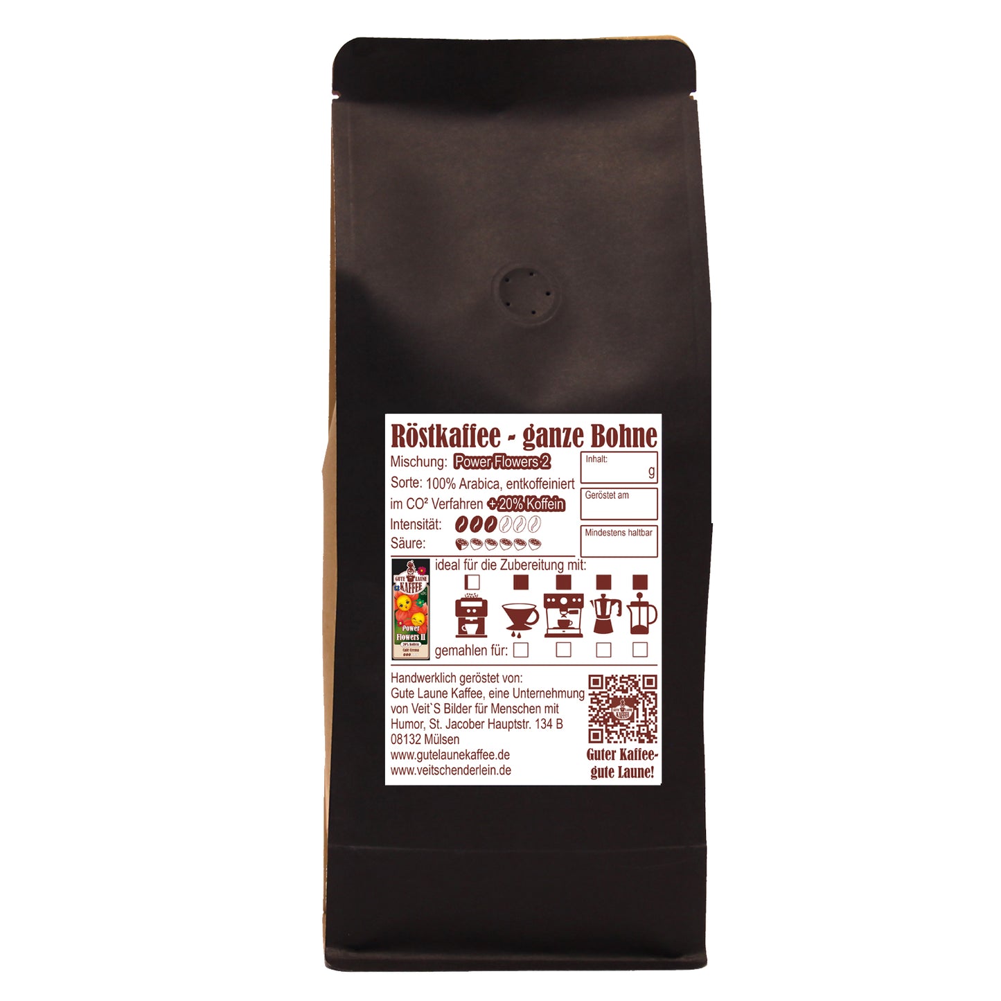 Gute Laune Röstkaffee Entkoffeiniert + 20% Koffein Power Flowers 2