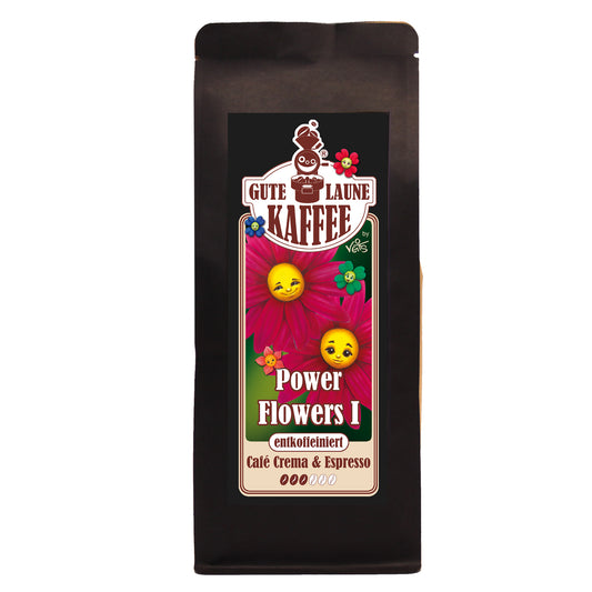 Power Flowers 1, entkoffeinierter Kaffee, Cafe Crema, Filterkaffee, Espresso