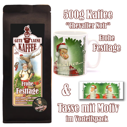 Frohe Festtage Sparpaket 500g Röstkaffee und Original Veit`S - Weihnachtstasse