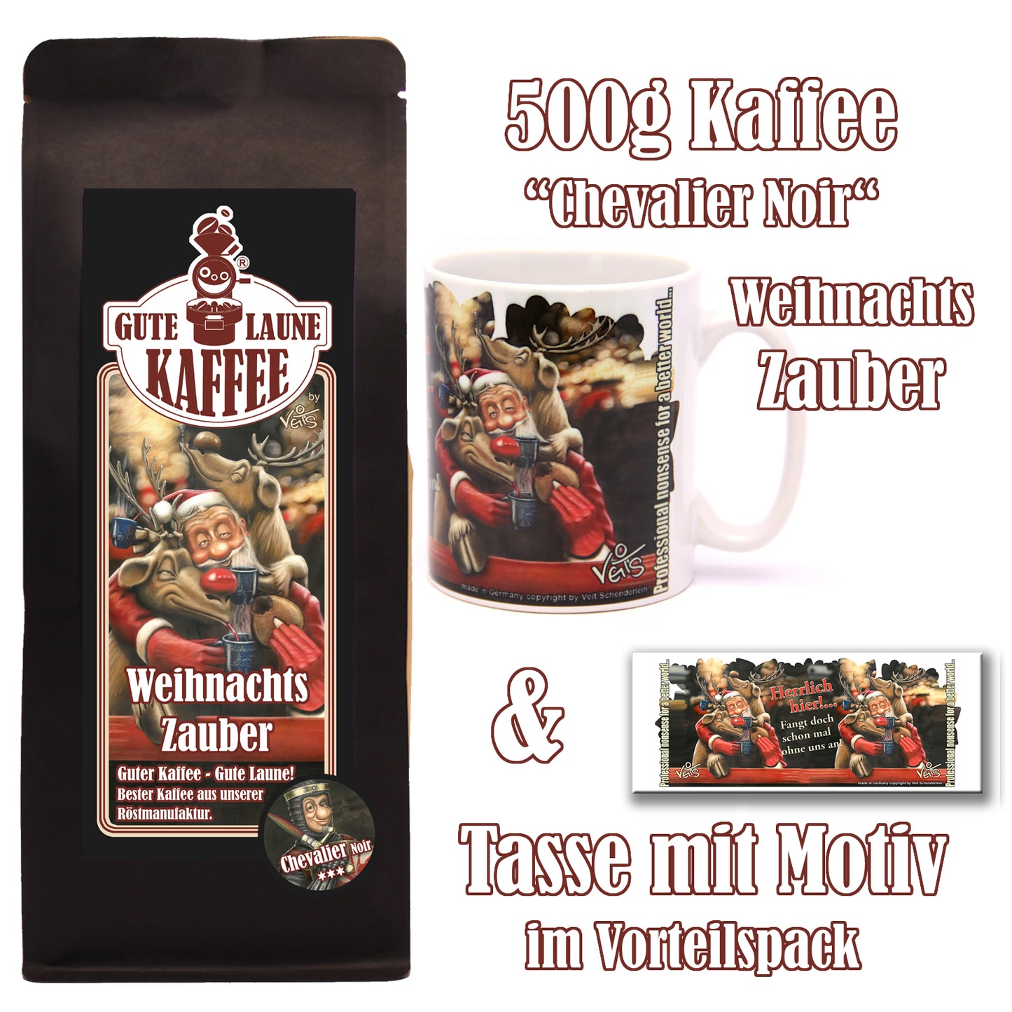 Weihnachtszauber Sparpaket 500g Röstkaffee und Original Veit`S - Weihnachtstasse