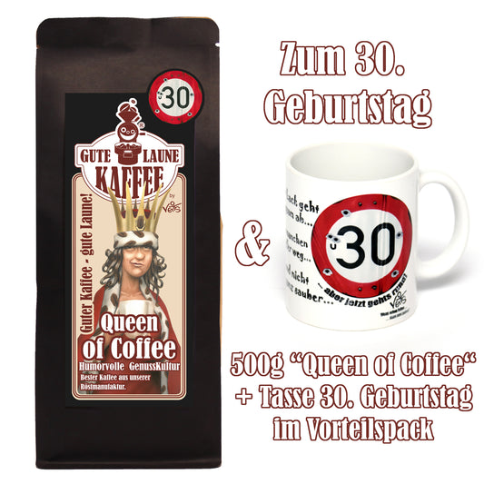 30. Geburtstag, für Sie Sparpaket 500g Kaffee und Original Veit`S - Tasse