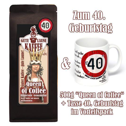 40. Geburtstag, für Sie Sparpaket 500g Kaffee und Original Veit`S - Tasse