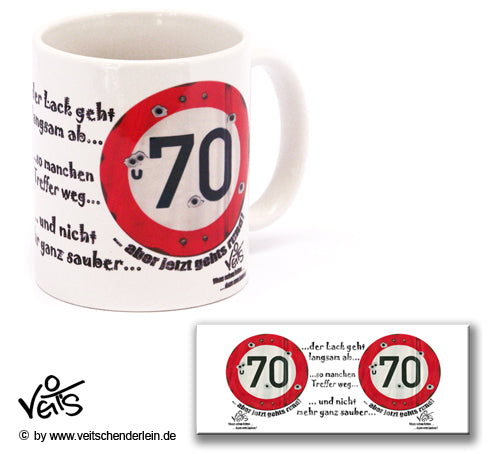 70. Geburtstag, für Sie, Sparpaket 500g Kaffee und Original Veit`S - Tasse