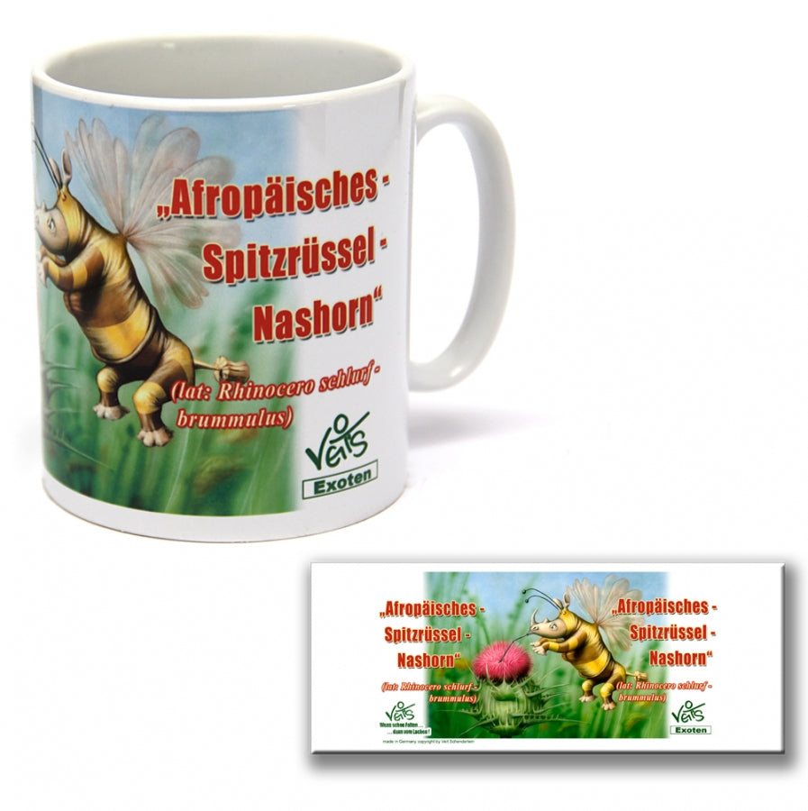 Tassen, Kaffeebecher, Kaffeetassen, Veit`S Gute Laune Tassen, "Afropäisches Spitzrüssel Nashorn"