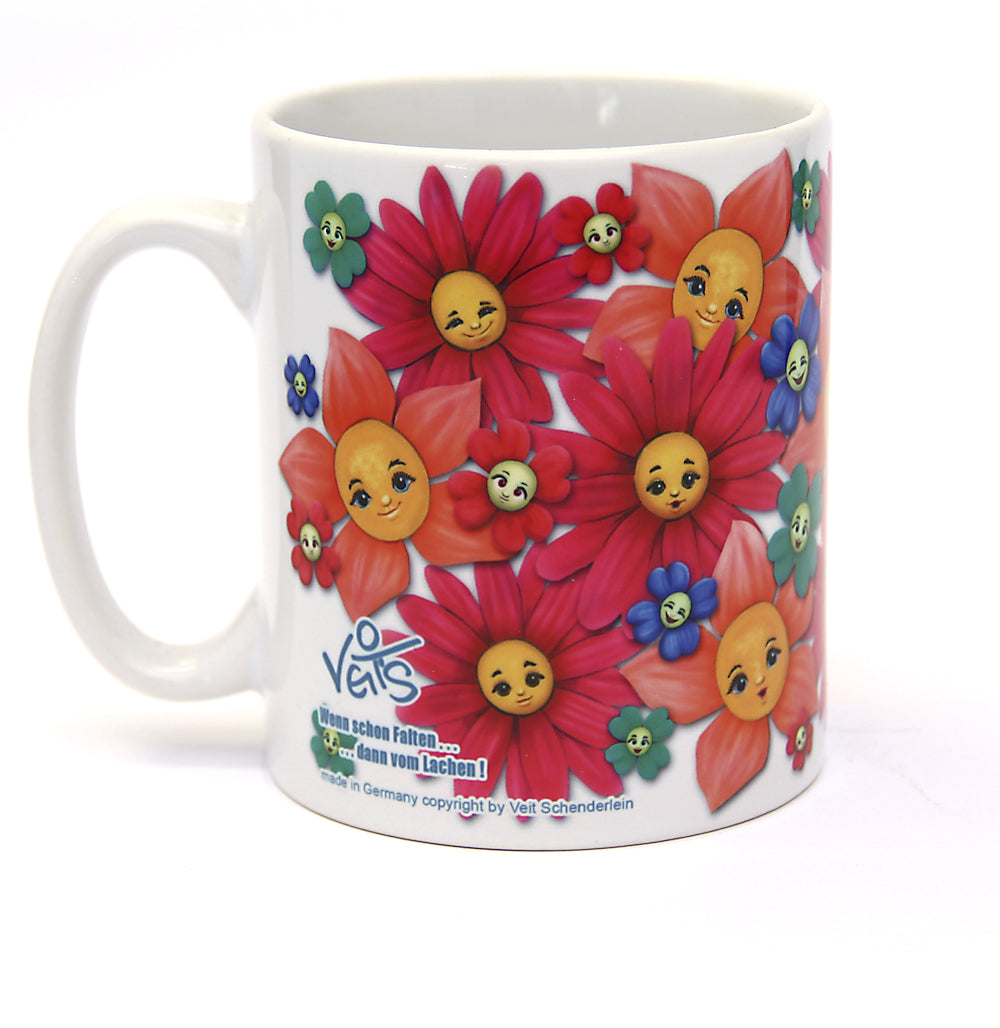 GenussKultur Sparpaket 500g Kaffee und Original Veit`S - Tasse lustige Blumen