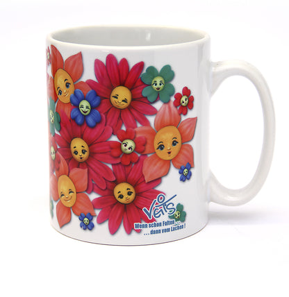 GenussKultur Sparpaket 500g Kaffee und Original Veit`S - Tasse lustige Blumen
