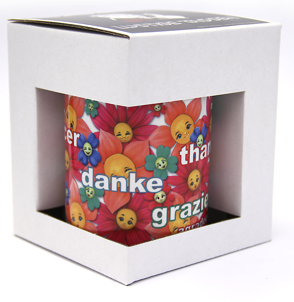GenussKultur Sparpaket 500g Kaffee und Original Veit`S - Tasse lustige Dankeschön Blumen