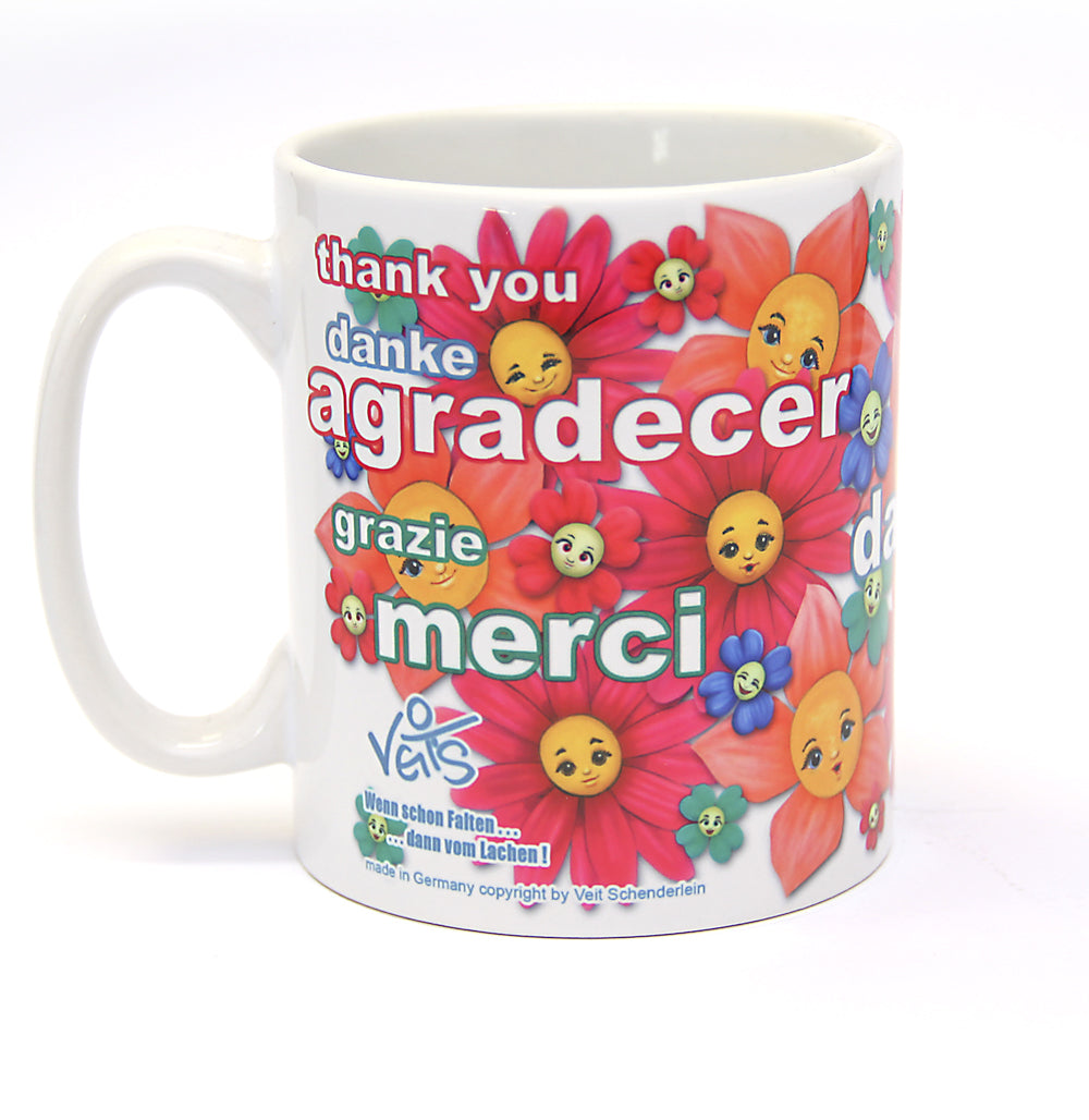GenussKultur Sparpaket 500g Kaffee und Original Veit`S - Tasse lustige Dankeschön Blumen