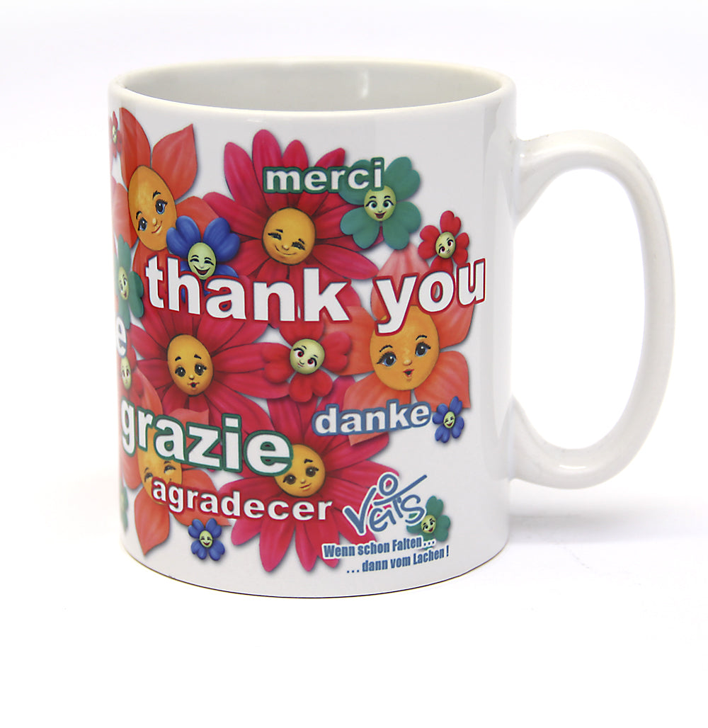 GenussKultur Sparpaket 500g Kaffee und Original Veit`S - Tasse lustige Dankeschön Blumen