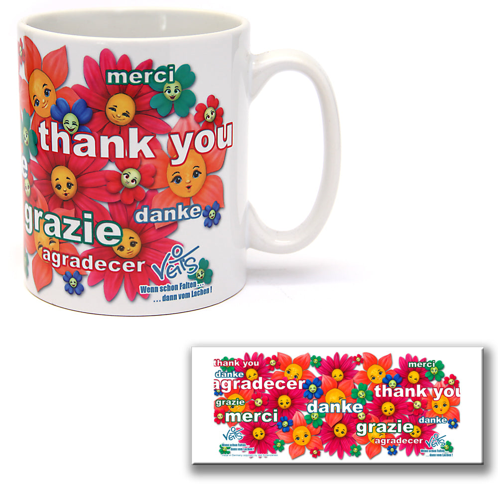 GenussKultur Sparpaket 500g Kaffee und Original Veit`S - Tasse lustige Dankeschön Blumen