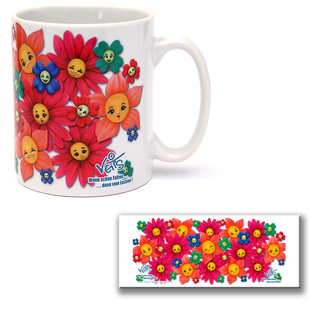 GenussKultur Sparpaket 500g Kaffee und Original Veit`S - Tasse lustige Blumen