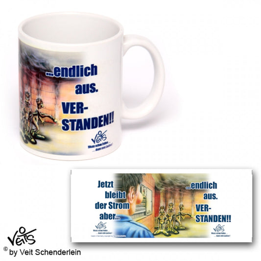 Tassen, Kaffeebecher, Kaffeetassen, Veit`S Gute Laune Tassen, Elektriker " Jetzt bleibt der Strom endlich aus!"